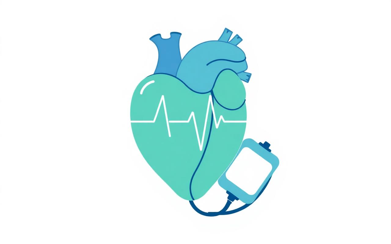 Heart with ECG line illustrating blood pressure support